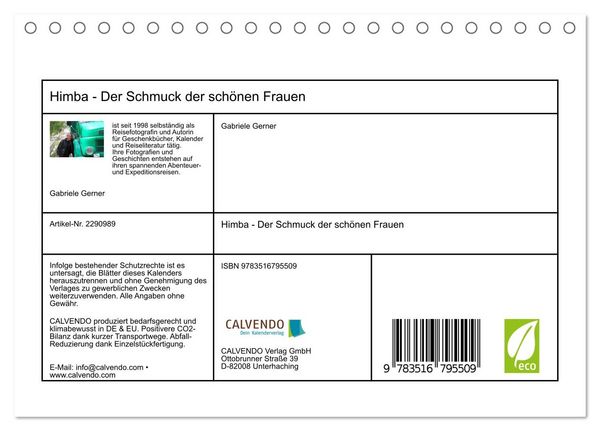 Produktbild: Himba - Der Schmuck der sch&ouml;nen Frauen (Tischkalender 2027 DIN A5 quer), CALVENDO Monatskalender