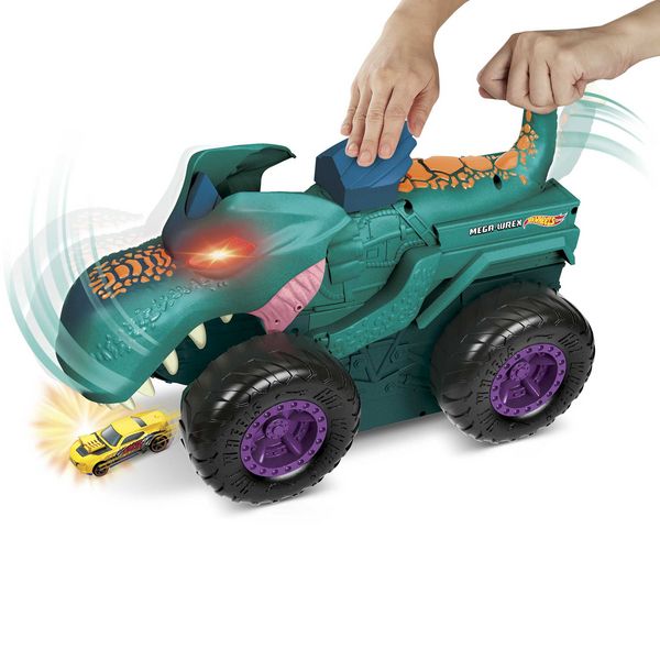 Produktbild: Hot Wheels Monster Trucks autofressender Mega-Wrex, inkl. 1 Spielzeugauto