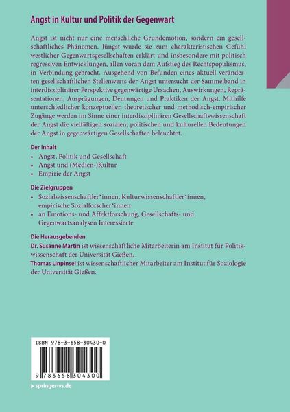 Produktbild: Angst in Kultur und Politik der Gegenwart