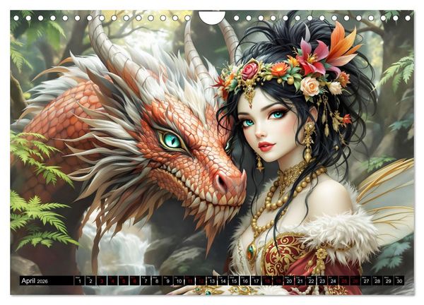 Produktbild: Elves and Dragons - A magical connection (Wall Calendar 2026 DIN A4 landscape), CALVENDO 12 Month Wall Calendar
