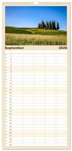 Produktbild: Familienplaner 2026 - Toskana 2026 mit 5 Spalten (Wandkalender, 21 x 45 cm) CALVENDO