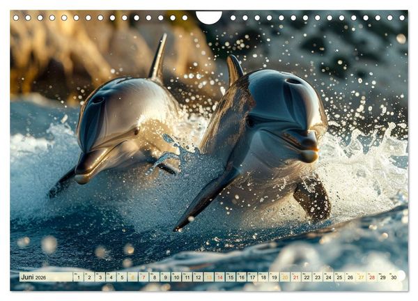 Produktbild: Delfine - schlaue J&auml;ger (Wandkalender 2026 DIN A4 quer), CALVENDO Monatskalender