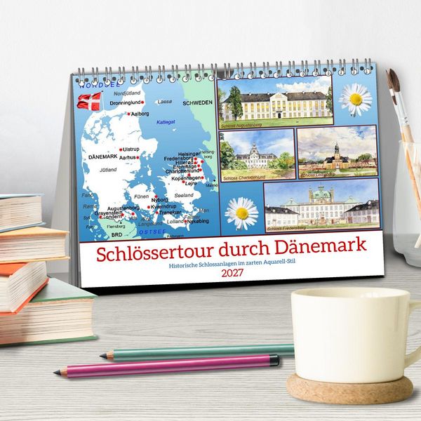 Produktbild: Schl&ouml;ssertour durch D&auml;nemark (Tischkalender 2027 DIN A5 quer), CALVENDO Monatskalender