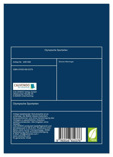 Produktbild: Olympische Sportarten (Tischkalender 2026 DIN A5 hoch), CALVENDO Monatskalender