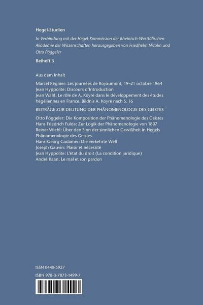 Produktbild: Hegel-Tage Royaumont 1964