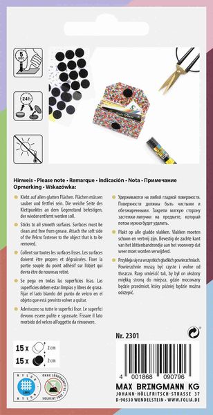 Produktbild: Folia Klettpunkte, 20mm, 30 St&uuml;ck, schwarz & wei&szlig; sortiert