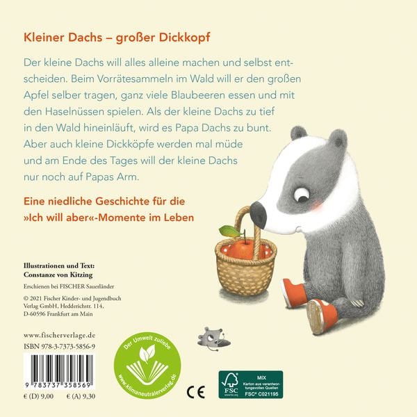 Produktbild: "Ich will aber!", sagt der kleine Dachs (Trotz-Buch)