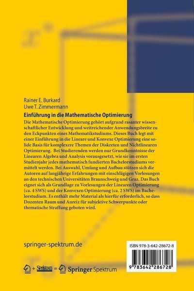 Produktbild: Einf&uuml;hrung in die Mathematische Optimierung