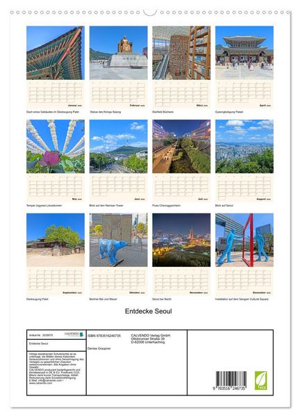 Produktbild: Entdecke Seoul (hochwertiger Premium Wandkalender 2026 DIN A2 hoch), Kunstdruck in Hochglanz