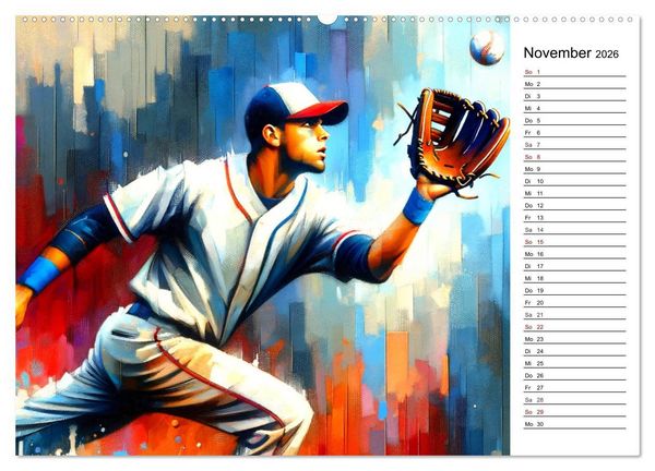 Produktbild: Baseball Acryl - Zwischen Realit&auml;t und KI Visionen (Wandkalender 2026 DIN A2 quer), CALVENDO Monatskalender