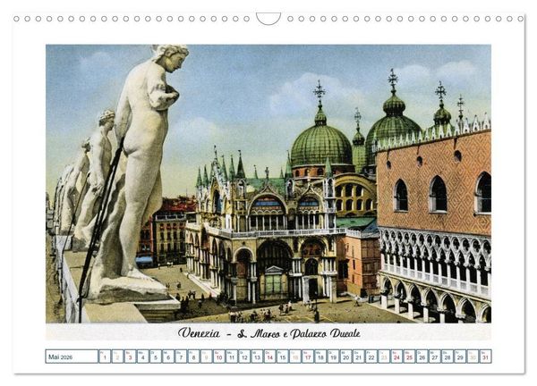 Produktbild: Erinnerungen an das alte Venedig: Historische Stiche von der Lagunenstadt (Wandkalender 2026 DIN A3 quer), CALVENDO Monatskalender
