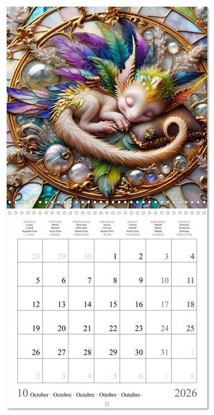 Produktbild: De jolis b&eacute;b&eacute;s dragons (Calendrier mural carr&eacute; 2026 30x30 cm) Calendrier double avec une page pour vos prises de notes