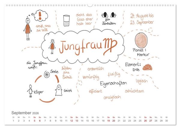 Produktbild: Sternzeichen-Kalender (hochwertiger Premium Wandkalender 2026 DIN A2 quer), Kunstdruck in Hochglanz