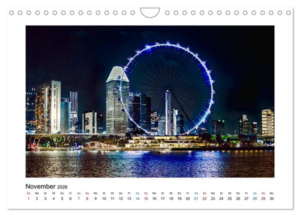 Produktbild: Singapur - Asiatische Metropole bei Nacht (Wandkalender 2026 DIN A4 quer), CALVENDO Monatskalender