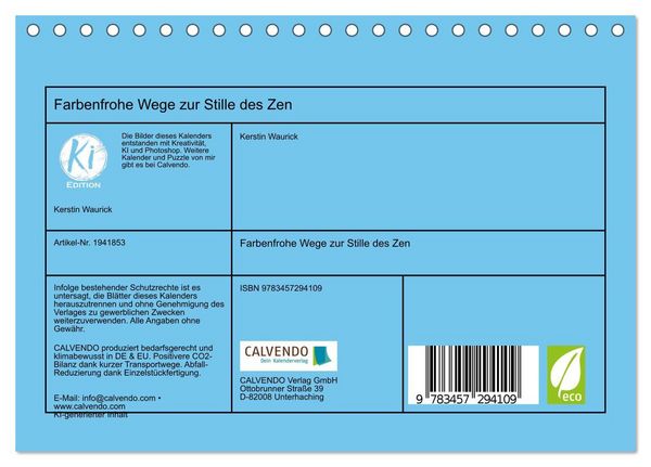 Produktbild: Farbenfrohe Wege zur Stille des Zen (Tischkalender 2026 DIN A5 quer), CALVENDO Monatskalender