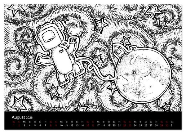 Produktbild: Bezaubernde Mini-Monster - Ein Ausmal-Kalender (hochwertiger Premium Wandkalender 2026 DIN A2 quer), Kunstdruck in Hochglanz
