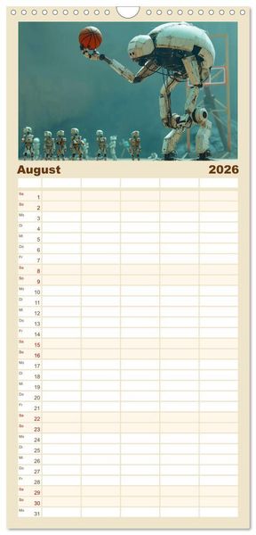 Produktbild: Familienplaner 2026 - Neues aus dem Roboter Sport Club mit 5 Spalten (Wandkalender, 21 x 45 cm) CALVENDO