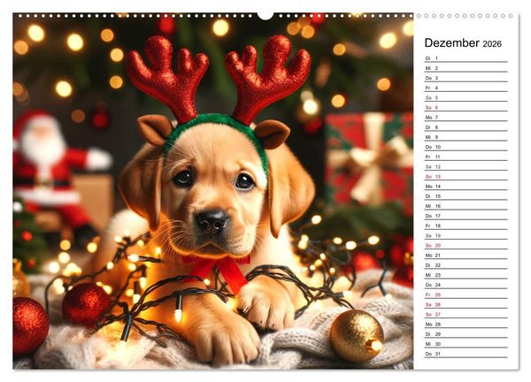 Produktbild: Hundewelpen zum Verlieben - KI Illustrationen (Wandkalender 2026 DIN A2 quer), CALVENDO Monatskalender