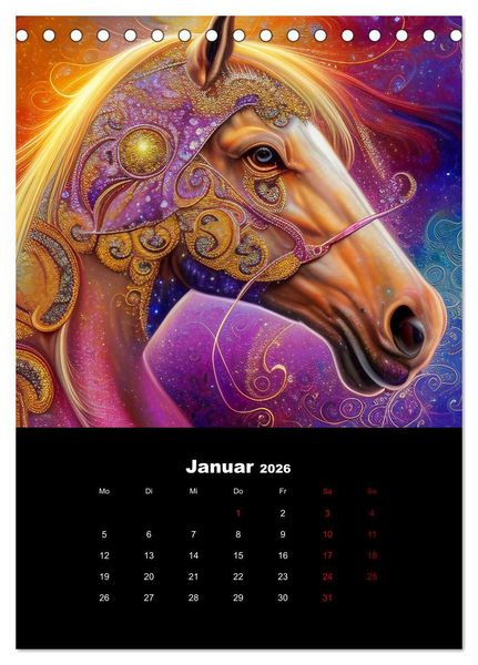 Produktbild: Pferde im goldenen Kleid (Tischkalender 2026 DIN A5 hoch), CALVENDO Monatskalender