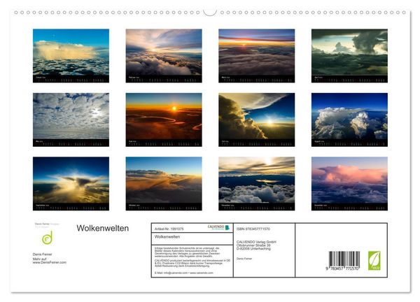 Produktbild: Wolkenwelten (hochwertiger Premium Wandkalender 2026 DIN A2 quer), Kunstdruck in Hochglanz