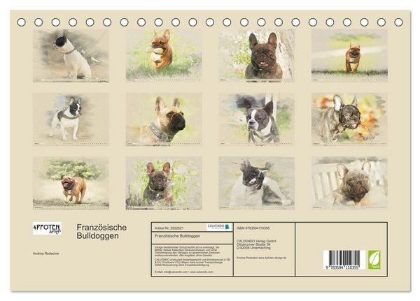 Produktbild: Franz&ouml;sische Bulldoggen (Tischkalender 2027 DIN A5 quer), CALVENDO Monatskalender