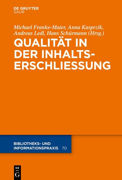 Produktbild: Qualit&auml;t in der Inhaltserschlie&szlig;ung