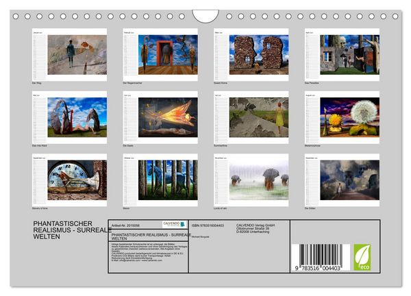 Produktbild: PHANTASTISCHER REALISMUS - SURREALE WELTEN (Wandkalender 2026 DIN A4 quer), CALVENDO Monatskalender