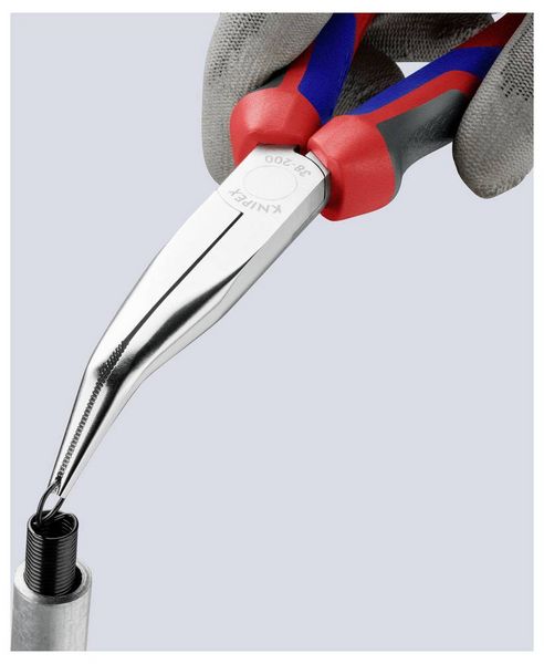Produktbild: Knipex 38 25 200 Elektronik- u. Feinmechanik Flachrundzange 40&deg; gebogen Vanadium Elektrostahl 200 mm