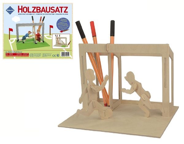 Produktbild: PEBARO 840/4 - Holzbausatz Stiftehalter Fu&szlig;ball, 22-teilig, Holzkonstruktion zum Zusammenstecken