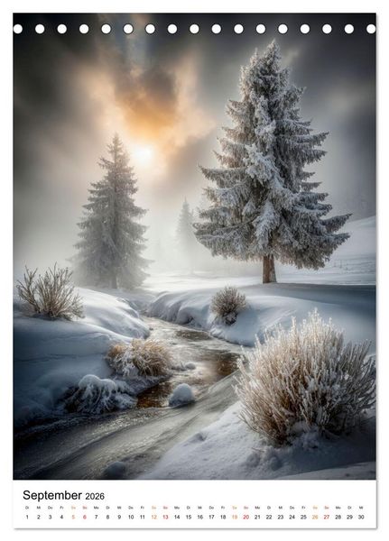Produktbild: Wintermomente - Natur im wei&szlig;en Kleid (Tischkalender 2026 DIN A5 hoch), CALVENDO Monatskalender