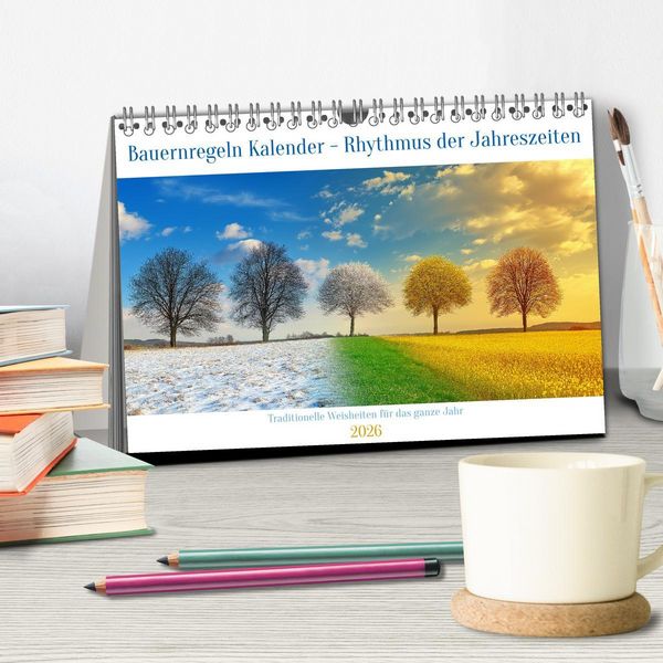 Produktbild: Bauernregeln Kalender - Rhythmus der Jahreszeiten (Tischkalender 2026 DIN A5 quer), CALVENDO Monatskalender