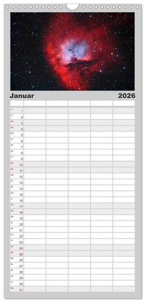 Produktbild: Familienplaner 2026 - Farbiges Weltall mit 5 Spalten (Wandkalender, 21 x 45 cm) CALVENDO