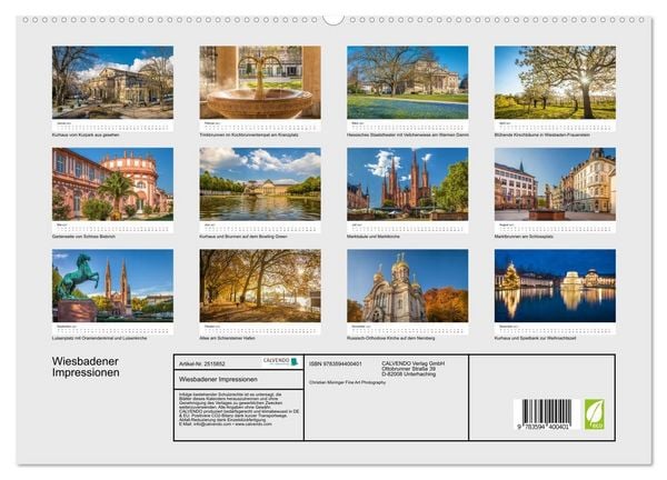 Produktbild: Wiesbadener Impressionen (hochwertiger Premium Wandkalender 2027 DIN A2 quer), Kunstdruck in Hochglanz