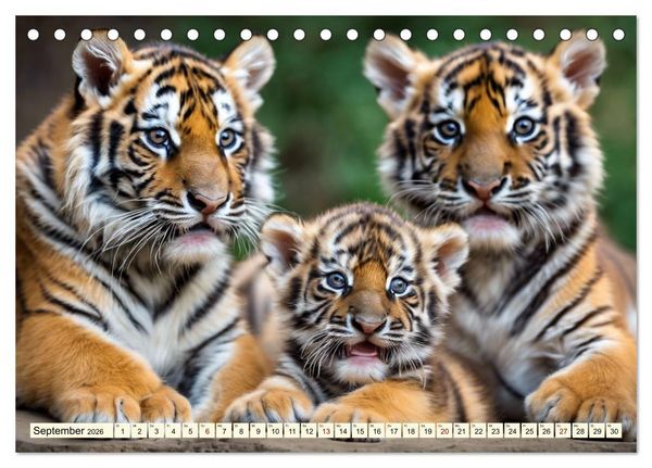 Produktbild: Tiger ganz nah (Tischkalender 2026 DIN A5 quer), CALVENDO Monatskalender