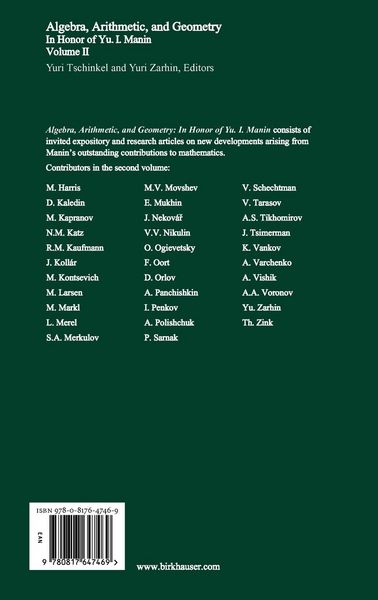 Produktbild: Algebra, Arithmetic, and Geometry