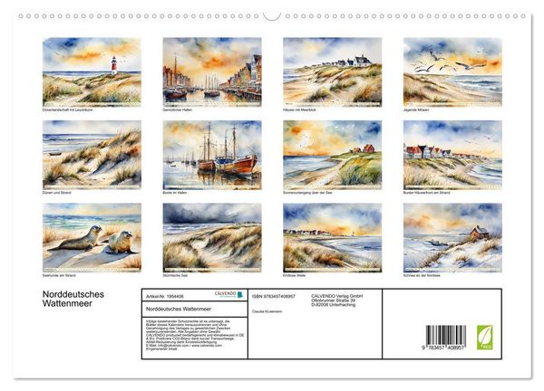 Produktbild: Norddeutsches Wattenmeer (hochwertiger Premium Wandkalender 2026 DIN A2 quer), Kunstdruck in Hochglanz