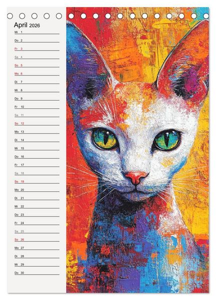Produktbild: Katzenportraits. Moderne Samtpfoten-Kunst (Tischkalender 2026 DIN A5 hoch), CALVENDO Monatskalender