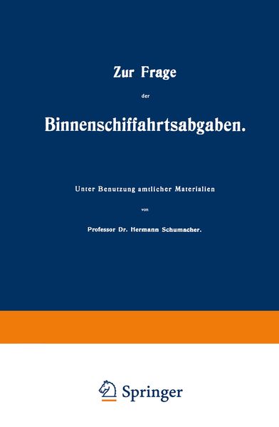 Produktbild: Zur Frage der Binnenschiffahrtsabgaben