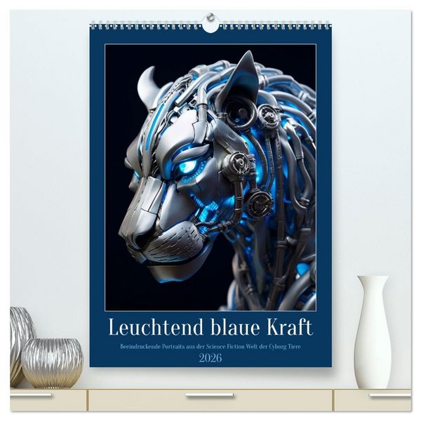 Produktbild: Leuchtend blaue Kraft (hochwertiger Premium Wandkalender 2026 DIN A2 hoch), Kunstdruck in Hochglanz