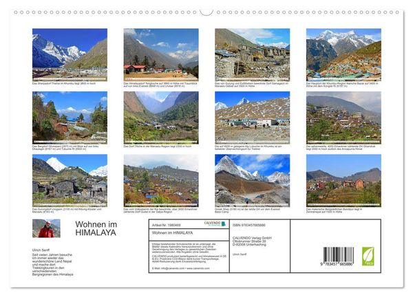 Produktbild: Wohnen im HIMALAYA (hochwertiger Premium Wandkalender 2026 DIN A2 quer), Kunstdruck in Hochglanz