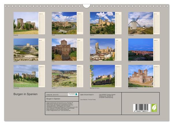Produktbild: Burgen in Spanien (Wandkalender 2026 DIN A3 quer), CALVENDO Monatskalender