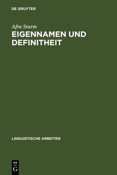 Produktbild: Eigennamen und Definitheit