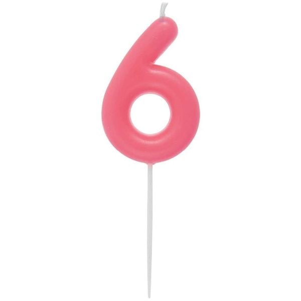 Produktbild: Zahlenkerze 6, Neon Pink