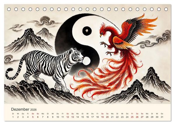 Produktbild: Yin und Yang der Wesen - Asiatische Mythen im Gleichgewicht (Tischkalender 2026 DIN A5 quer), CALVENDO Monatskalender