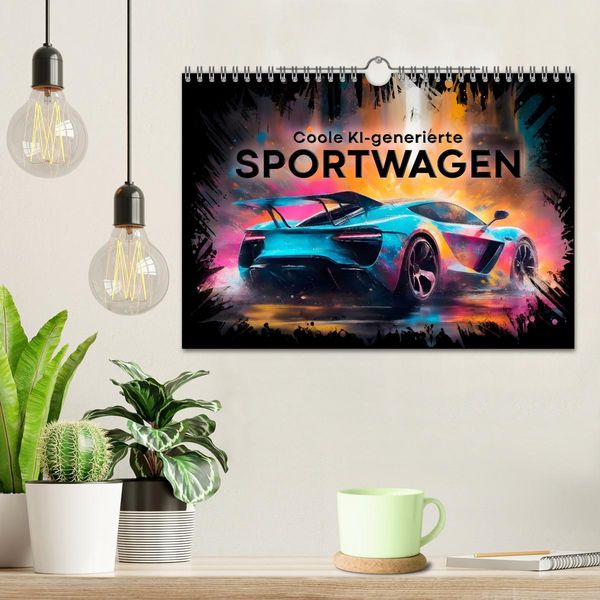 Produktbild: Coole KI-generierte SPORTWAGEN (Wandkalender 2026 DIN A4 quer), CALVENDO Monatskalender