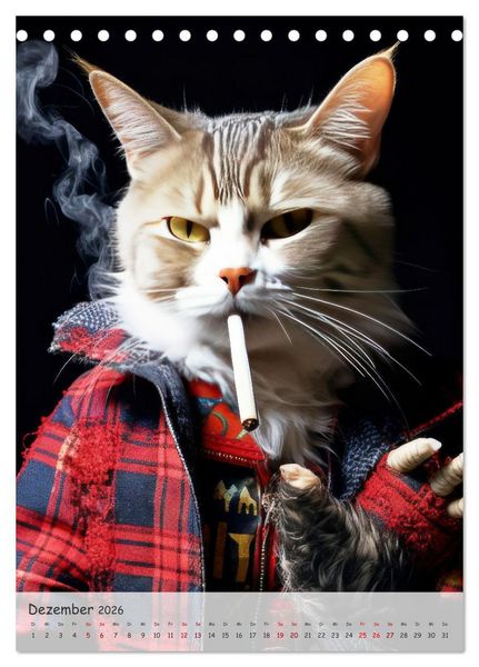 Produktbild: Katzen im lustigen Gangsterlook (Tischkalender 2026 DIN A5 hoch), CALVENDO Monatskalender