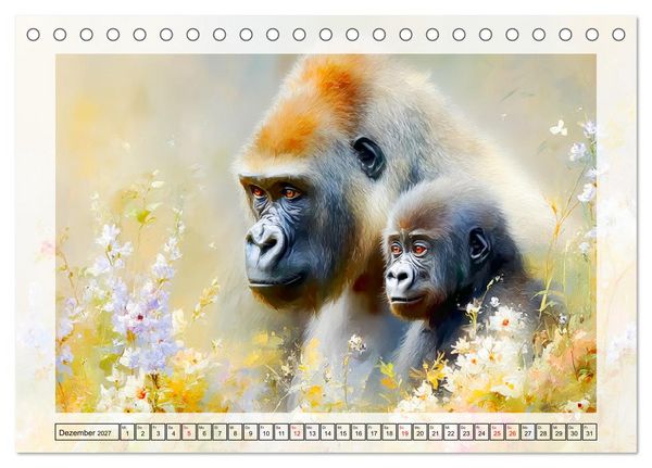 Produktbild: Gorillas. Wilde Kinderstube im Dschungel (Tischkalender 2027 DIN A5 quer), CALVENDO Monatskalender