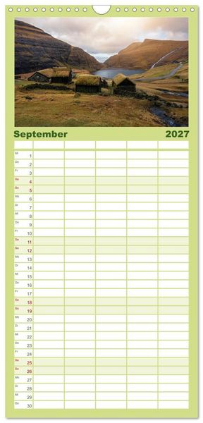Produktbild: Familienplaner 2027 - F&Auml;R&Ouml;ER INSELN - Herbstlichter mit 5 Spalten (Wandkalender, 21 x 45 cm) CALVENDO