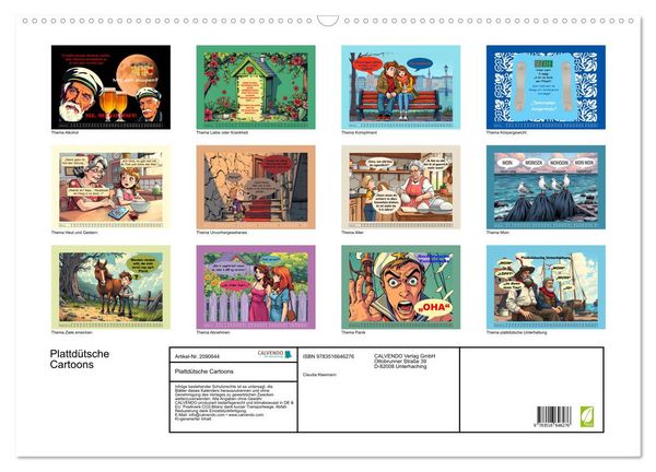 Produktbild: Plattd&uuml;tsche Cartoons (Wandkalender 2026 DIN A2 quer), CALVENDO Monatskalender