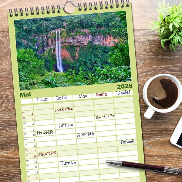 Produktbild: Familienplaner 2026 - Mauritius - Sch&ouml;nheit im Indischen Ozean mit 5 Spalten (Wandkalender, 21 x 45 cm) CALVENDO